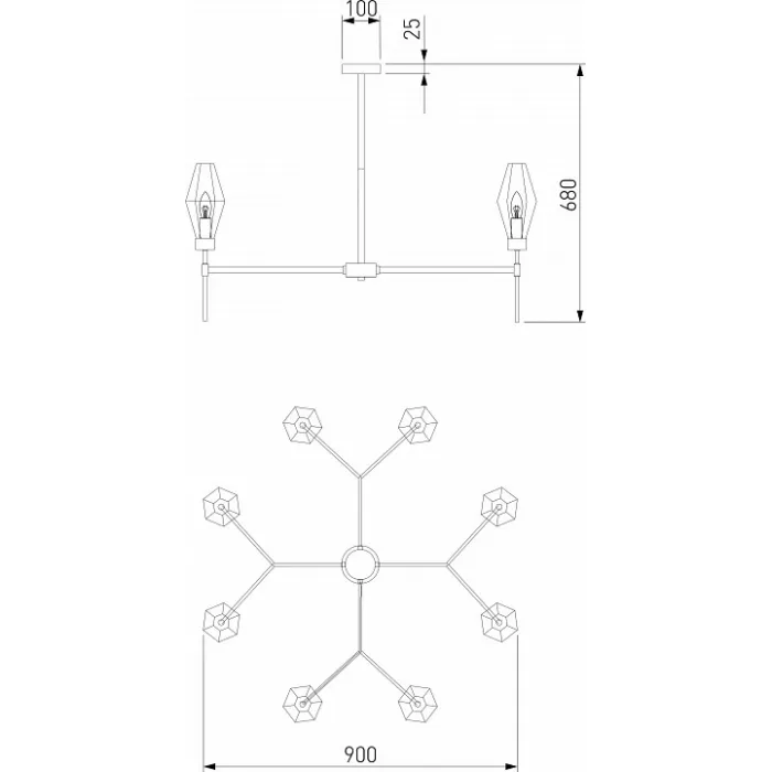 Люстра на штанге Eurosvet Prism 60143/8 хром от ImperiumLoft
