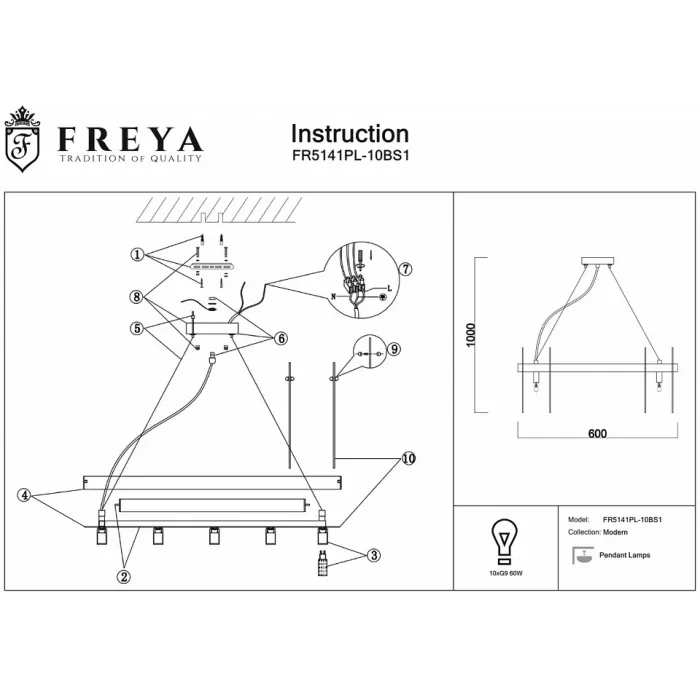 Подвесной светильник Freya Deserto FR5141PL-10BS1 от ImperiumLoft
