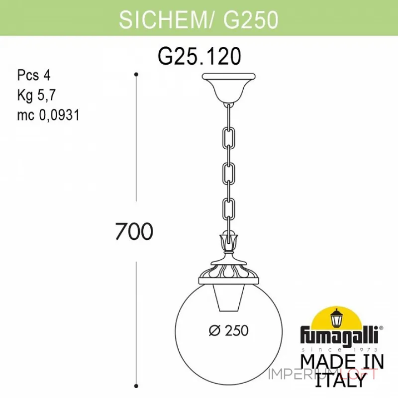Подвесной светильник Fumagalli Globe 250 G25.120.000.BYE27 Подвесной светильник Fumagalli Globe 250 G25.120.000.BYE27