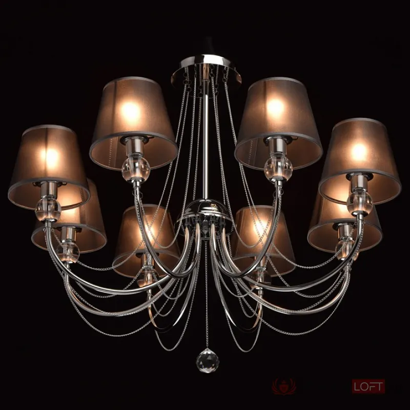 Люстра на штанге MW-Light Федерика 84 684010408 Цвет арматуры хром Цвет плафонов черный от ImperiumLoft