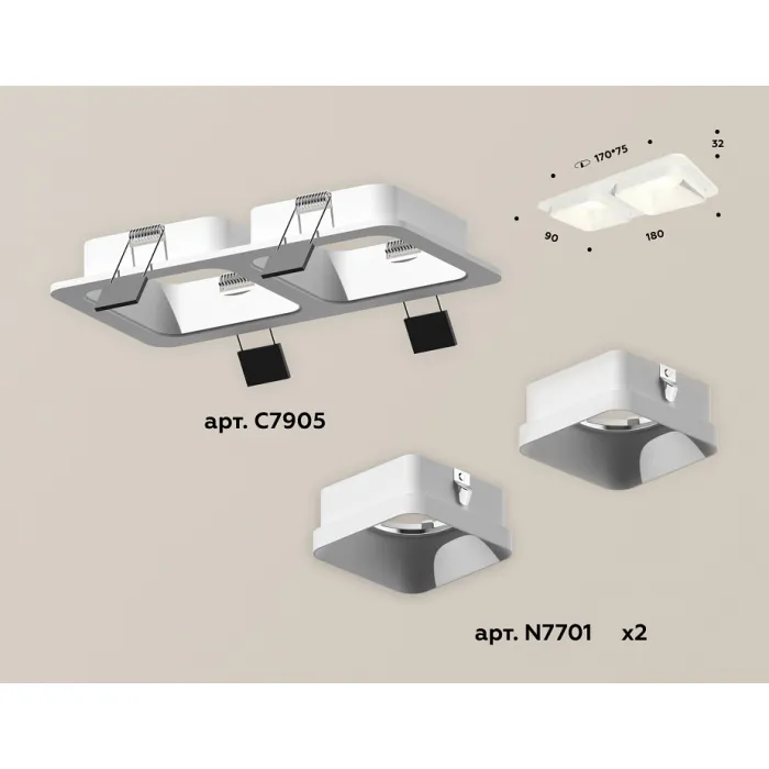 Встраиваемый светильник Ambrella Xc7905 XC7905001 Цвет плафонов белый от ImperiumLoft