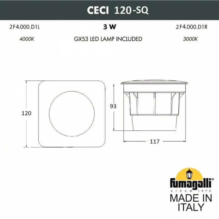 Встраиваемый в дорогу светильник Fumagalli Ceci 2F4.000.000.AYG1L от ImperiumLoft