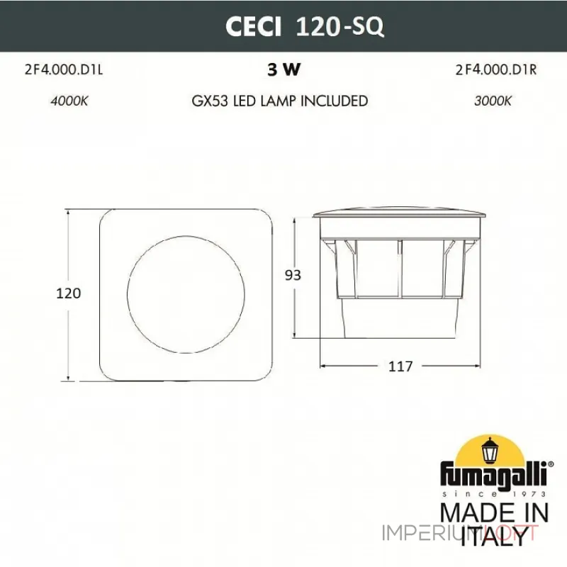 Встраиваемый в дорогу светильник Fumagalli Ceci 2F4.000.000.AYG1L