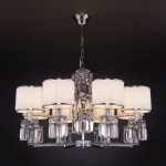 Подвесная люстра Eurosvet Zaffiro 10099/8 хром/прозрачный хрусталь Strotskis (новый абажур) от ImperiumLoft
