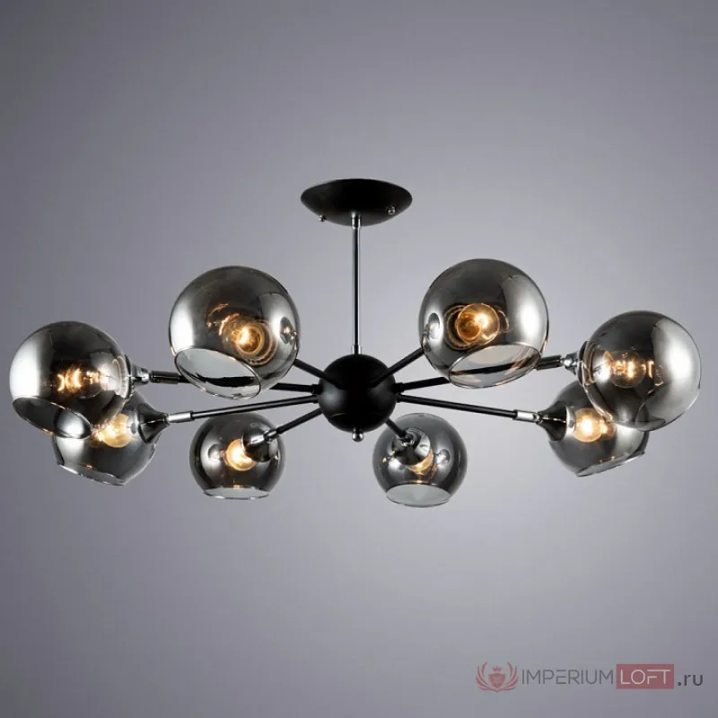 Люстра на штанге Arte Lamp Lagos A2708PL-8BK Цвет плафонов серый Цвет арматуры черный от ImperiumLoft