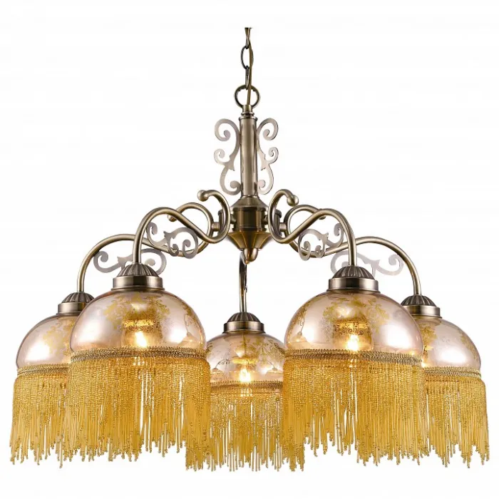 Подвесная люстра Arte Lamp Perlina A9560LM-5AB Цвет арматуры бронза Цвет плафонов янтарный от ImperiumLoft