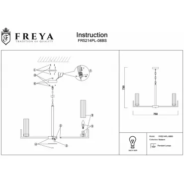 Подвесная люстра Freya Adeline FR5214PL-08BS от ImperiumLoft