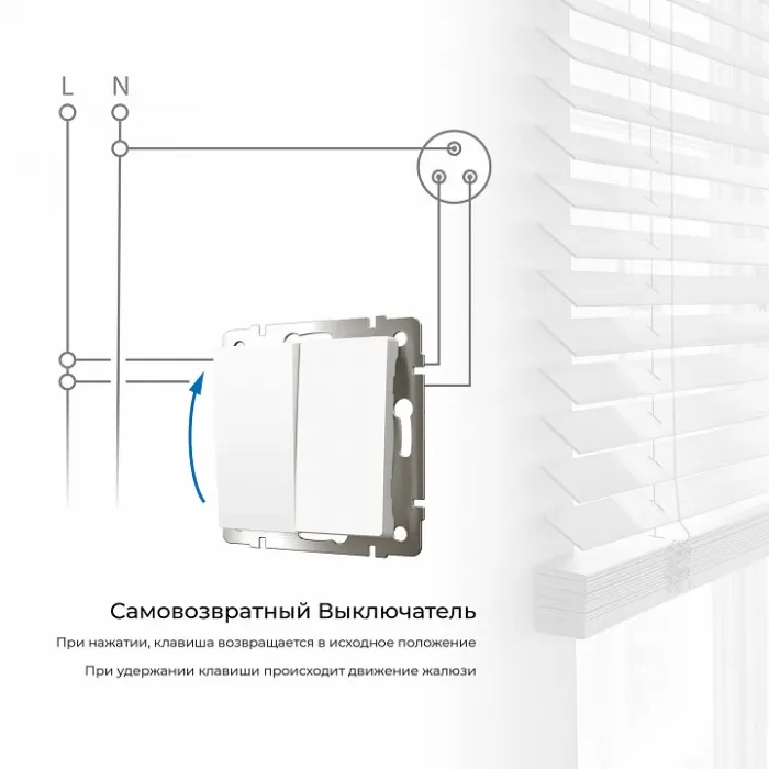 Выключатель проходной двухклавишный с самовозвратом без рамки Werkel белый матовый W1122401 от ImperiumLoft