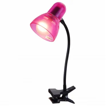 Настольная лампа офисная Globo Clip 54853 Цвет арматуры черный Цвет плафонов розовый от ImperiumLoft