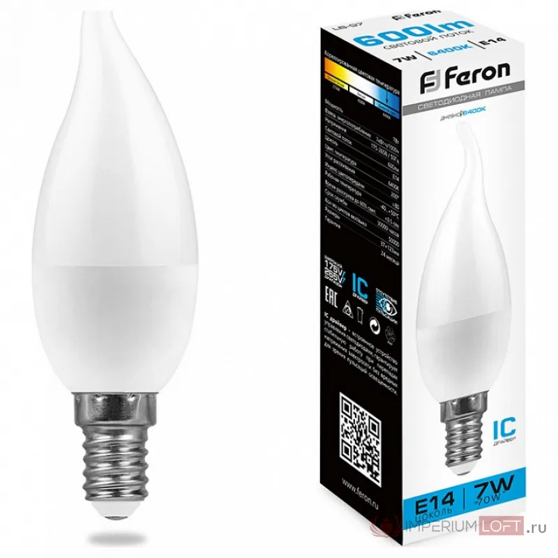 Лампа светодиодная Feron Lb 570 E14 9Вт 6400K 38136 от ImperiumLoft