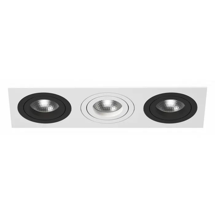 Встраиваемый светильник Lightstar Intero 16 double quadro i536070607 Цвет арматуры черно-белый Цвет плафонов кремовый от ImperiumLoft