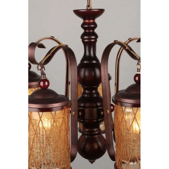 Подвесная люстра Omnilux Monchique OML-58407-05 Цвет арматуры коричневый Цвет плафонов коричневый от ImperiumLoft