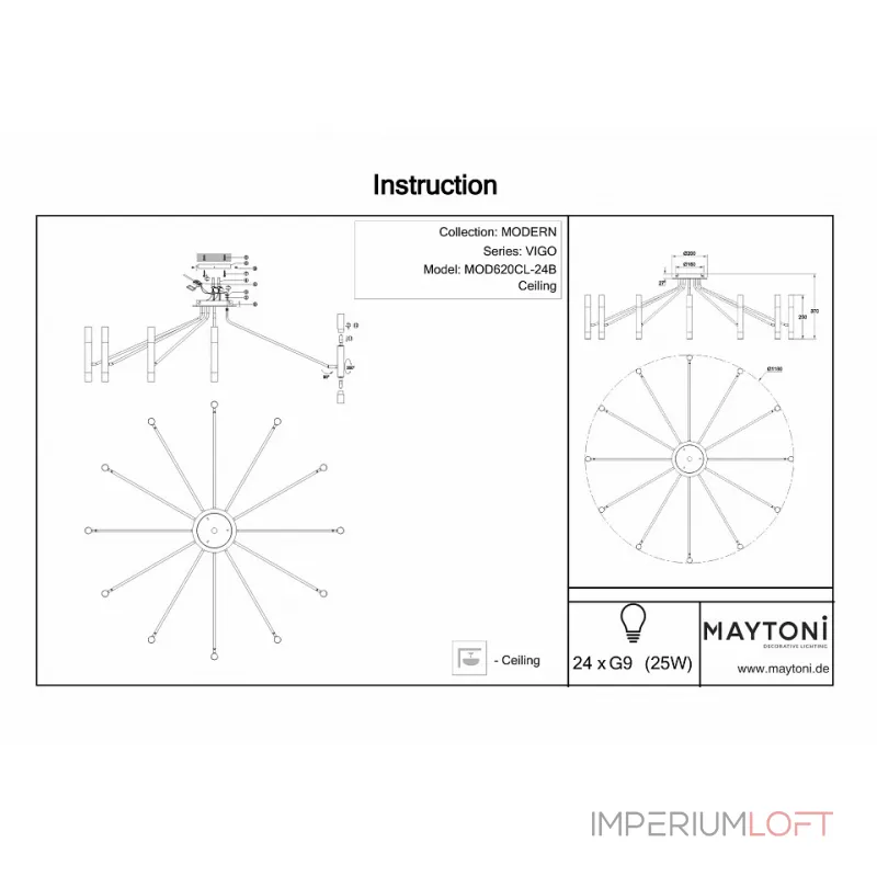 Потолочная люстра Maytoni MOD620CL-24B Потолочная люстра Maytoni MOD620CL-24B
