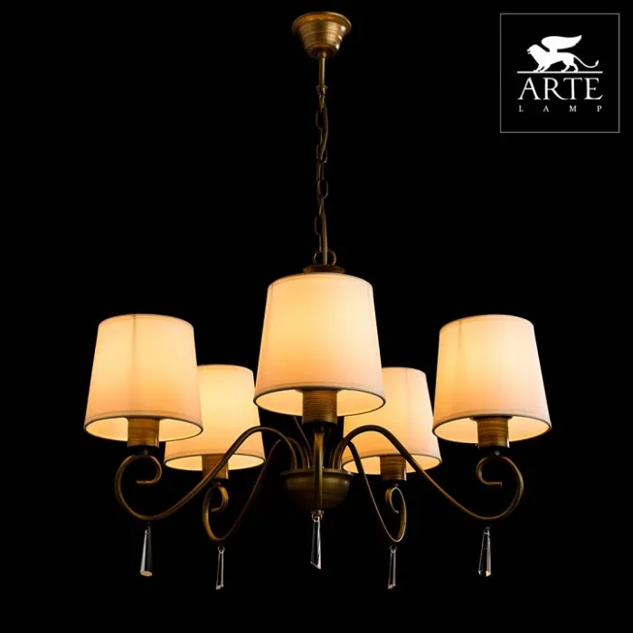 Подвесная люстра Arte Lamp Carolina A9239LM-5BR Цвет арматуры коричневый Цвет плафонов белый от ImperiumLoft