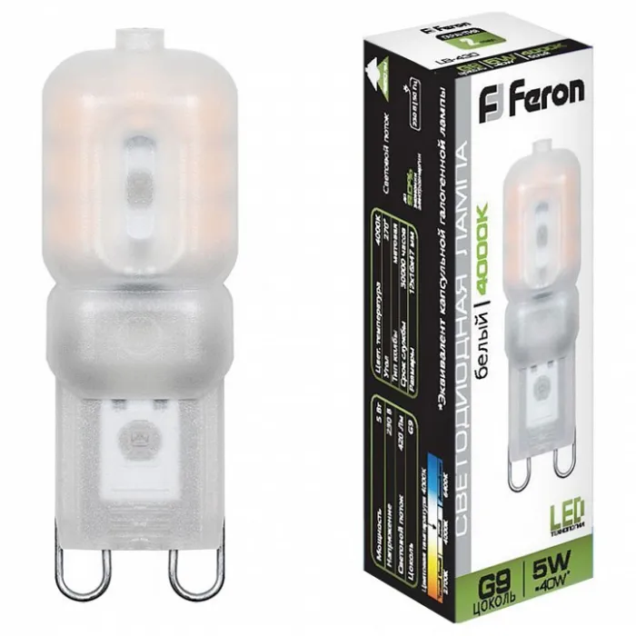 Лампа светодиодная Feron LB-430 G9 5Вт 2700K 25636 от ImperiumLoft