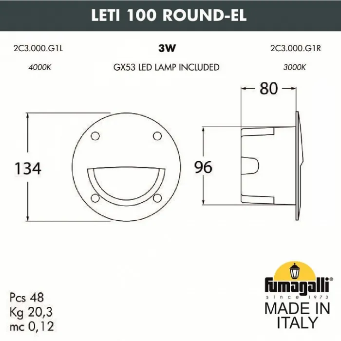 Встраиваемый светильник Fumagalli Leti 2C3.000.000.WYG1L от ImperiumLoft