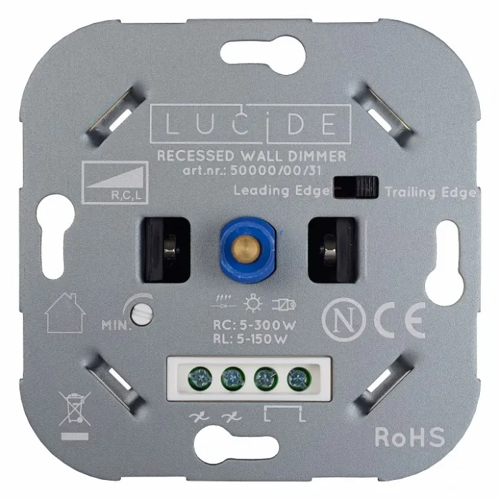 Диммер роторный Lucide Recessed Wall Dimmer Nl 50000/00/31 от ImperiumLoft