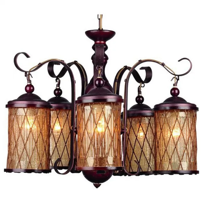 Подвесная люстра Omnilux Monchique OML-58407-05 Цвет арматуры коричневый Цвет плафонов коричневый от ImperiumLoft