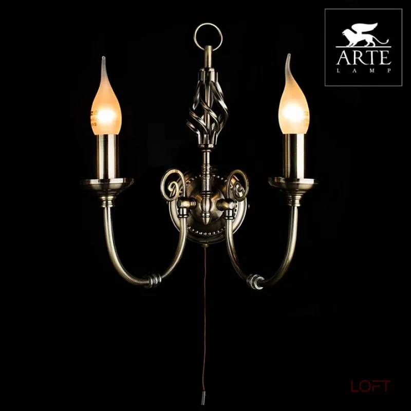 Бра Arte Lamp Zanzibar A8392AP-2AB Цвет арматуры бронза Цвет плафонов прозрачный