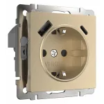 Розетка с заземлением, шторками и USB, без рамки Werkel шампань рифленый W1171710