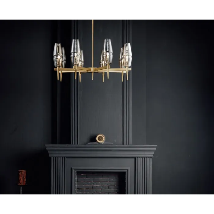 Люстра на штанге Maytoni Lita H002PL-08G Цвет арматуры золото Цвет плафонов прозрачный от ImperiumLoft