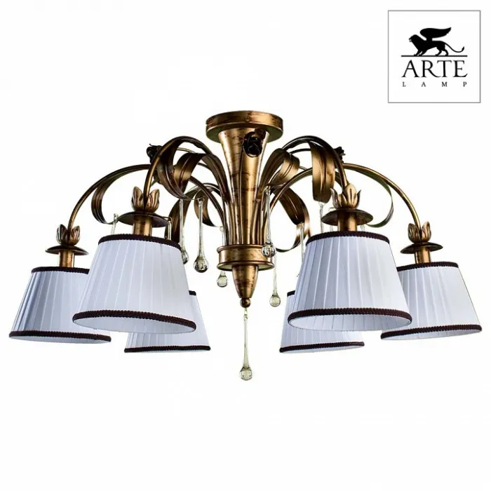 Люстра на штанге Arte Lamp Borgia A8100PL-6GA Цвет арматуры золото Цвет плафонов белый от ImperiumLoft