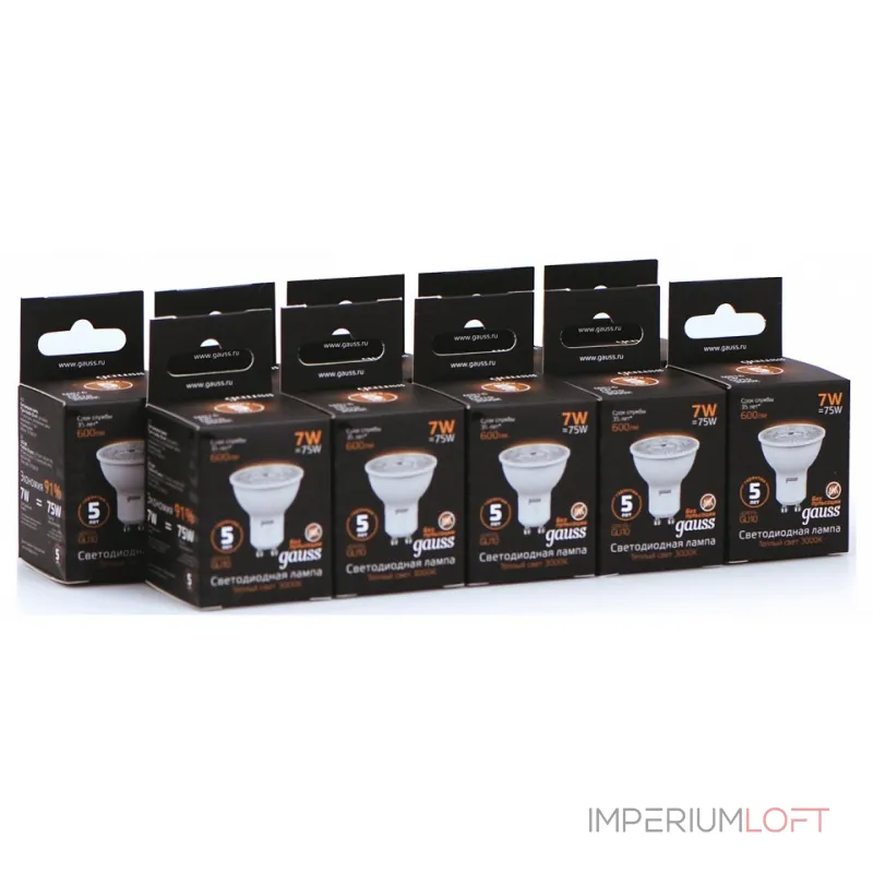Лампа светодиодная Gauss GU10 7Вт 3000K 101506107 от ImperiumLoft