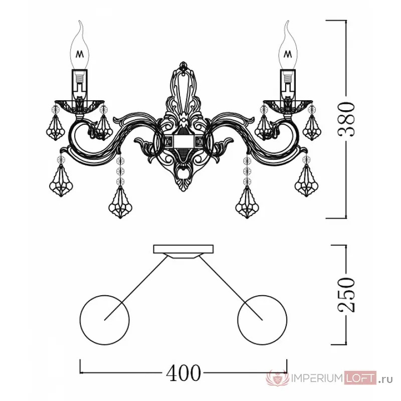 Бра Maytoni Bronze 4 ARM245-02-W Цвет арматуры золото Цвет плафонов прозрачный от ImperiumLoft