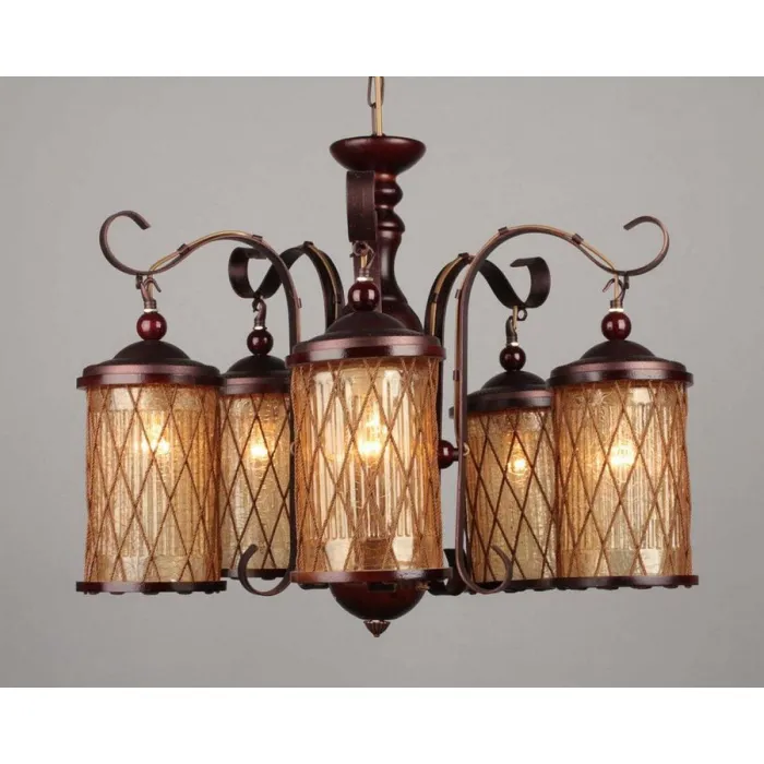 Подвесная люстра Omnilux Monchique OML-58407-05 Цвет арматуры коричневый Цвет плафонов коричневый от ImperiumLoft