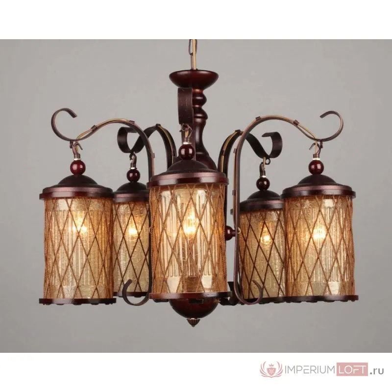 Подвесная люстра Omnilux Monchique OML-58407-05 Цвет арматуры коричневый Цвет плафонов коричневый от ImperiumLoft