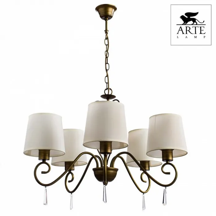 Подвесная люстра Arte Lamp Carolina A9239LM-5BR Цвет арматуры коричневый Цвет плафонов белый от ImperiumLoft
