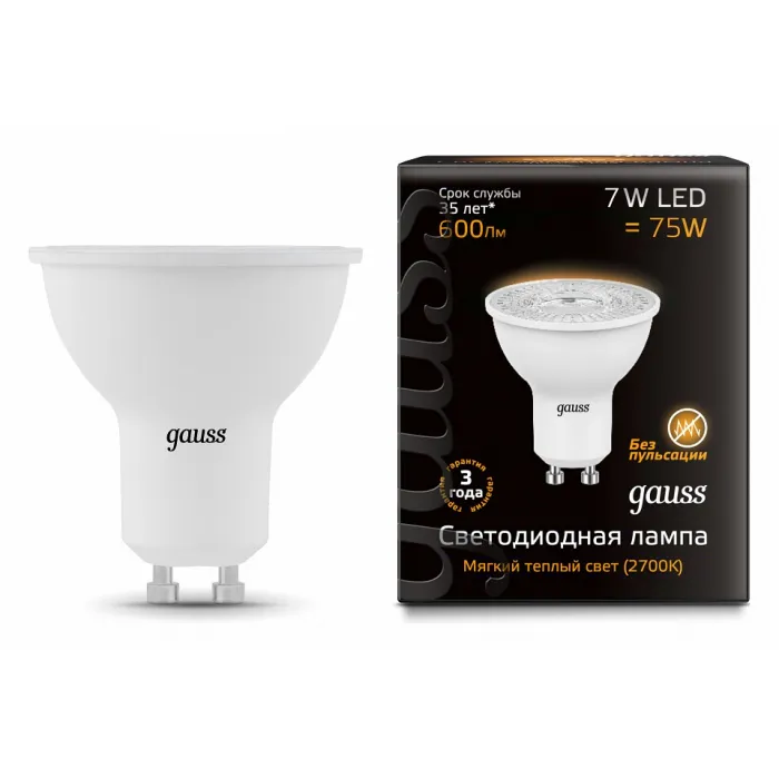 Лампа светодиодная Gauss GU10 7Вт 3000K 101506107 от ImperiumLoft