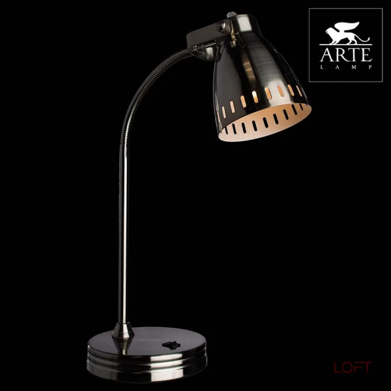 Настольная лампа офисная Arte Lamp Luned A2214LT-1SS Цвет арматуры серебро Цвет плафонов серебро