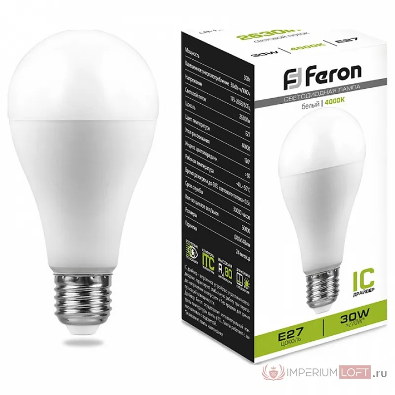 Лампа светодиодная Feron Lb 130 E27 30Вт 4000K 38195 от ImperiumLoft