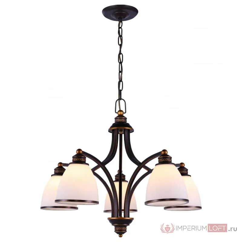 Подвесная люстра Arte Lamp Bonito A9518LM-5BA Цвет арматуры черный Цвет плафонов белый от ImperiumLoft