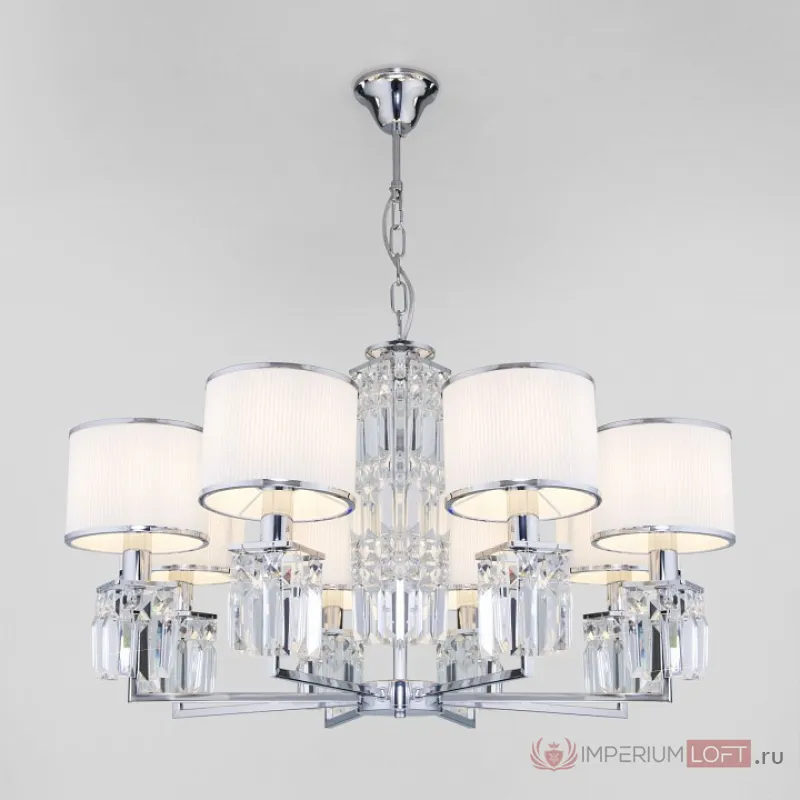 Подвесная люстра Eurosvet Zaffiro 10099/8 хром/прозрачный хрусталь Strotskis (новый абажур) от ImperiumLoft
