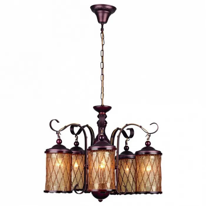Подвесная люстра Omnilux Monchique OML-58407-05 Цвет арматуры коричневый Цвет плафонов коричневый от ImperiumLoft