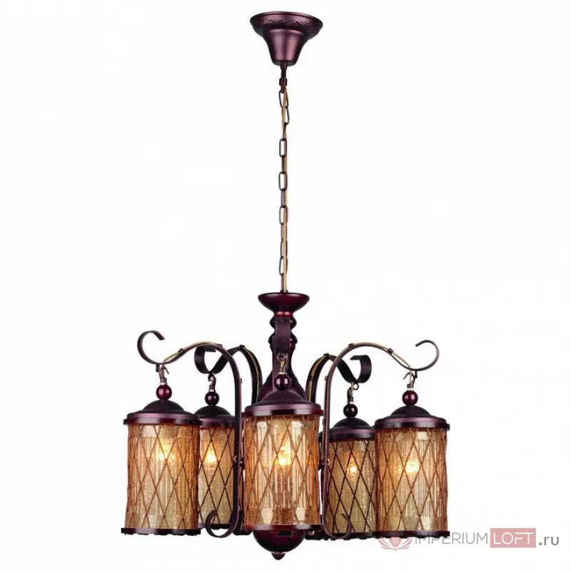Подвесная люстра Omnilux Monchique OML-58407-05 Цвет арматуры коричневый Цвет плафонов коричневый от ImperiumLoft
