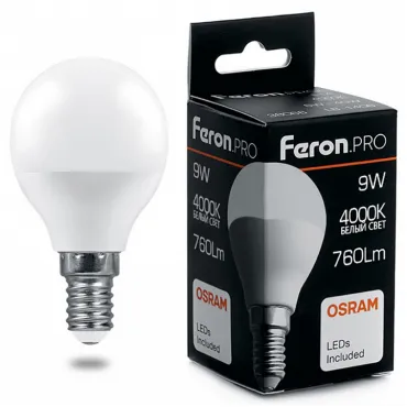 Лампа светодиодная Feron LB-1409 E14 9Вт 4000K 38078