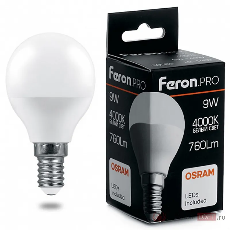 Лампа светодиодная Feron LB-1409 E14 9Вт 4000K 38078 от ImperiumLoft