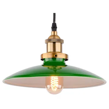 Подвесной светильник Lussole Badger GRLSP-9543 Цвет плафонов зеленый Цвет арматуры бронза