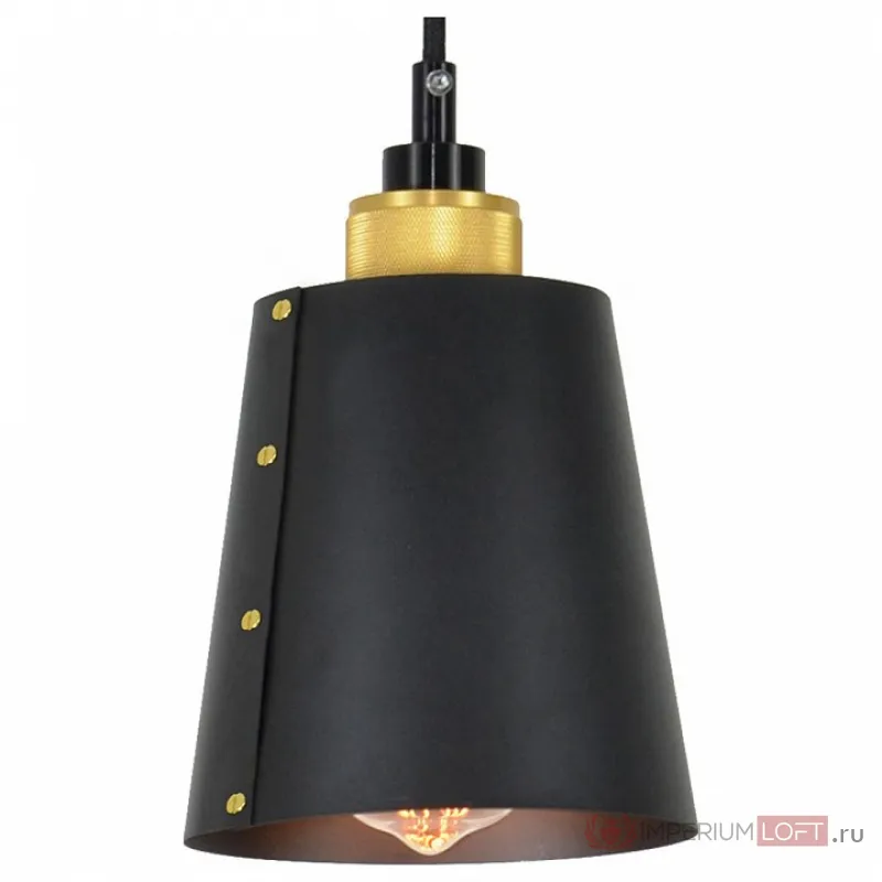 Подвесной светильник Lussole Shirley GRLSP-9861 Цвет плафонов черный Цвет арматуры золото от ImperiumLoft