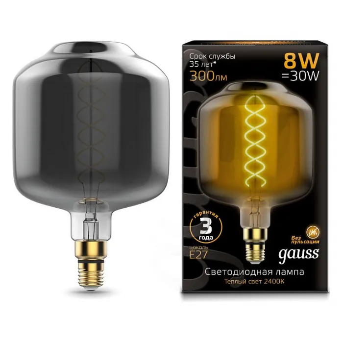 Лампа светодиодная Gauss LED Vintage Filament Flexible E27 8Вт 2400K 164802008 Цвет арматуры хром Цвет плафонов хром от ImperiumLoft