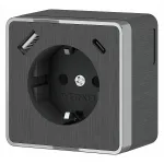 Розетка с заземлением, шторками и USB Werkel Gallant графит рифленый W5071704