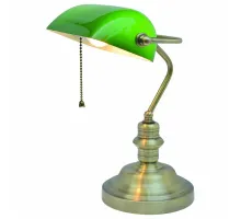 Настольная лампа офисная Arte Lamp Banker A2492LT-1AB Цвет арматуры бронза Цвет плафонов зеленый