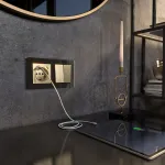 Розетка с заземлением, шторками и USB, без рамки Werkel шампань рифленый W1171710