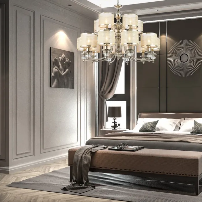 Подвесная люстра ST-Luce Coresia SL1750.103.15 Цвет арматуры никель Цвет плафонов золото от ImperiumLoft