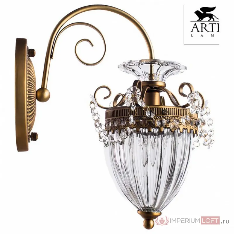 Бра Arte Lamp Schelenberg A4410AP-1SR Цвет арматуры латунь Цвет плафонов прозрачный от ImperiumLoft