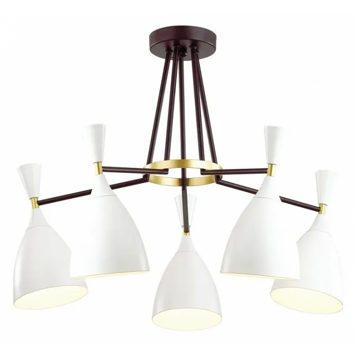 Люстра на штанге Lumion Oliver 4494/5C Цвет арматуры золото Цвет плафонов белый от ImperiumLoft
