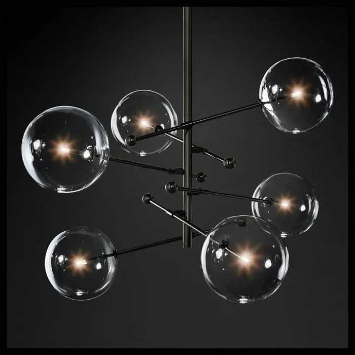 Подвесной светильник DeLight Collection Globe Mobile KG0835P-6 black Цвет арматуры черный Цвет плафонов прозрачный от ImperiumLoft